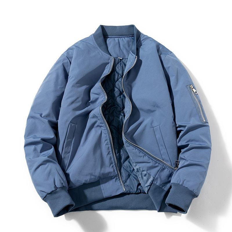 时尚男式棒球夹克防风防水毛皮定制标志立领拉链冬季工作服XS 