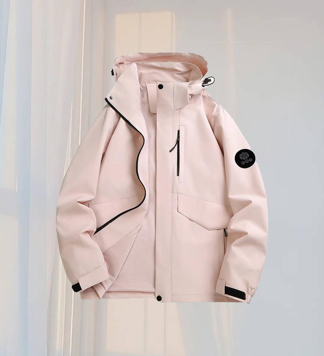 Loose-Fitting Small Label Hooded Windproof Waterproof Blouso