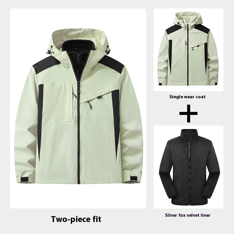 Unisex Three-in-One Waterproof Windproof Winter Coat Silver 