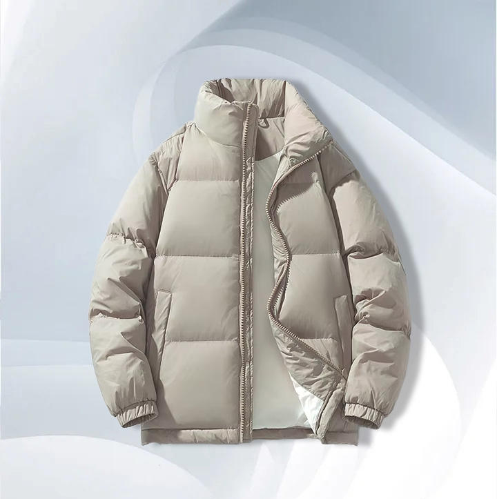 Men's Winter Jacket Solid Color Thickened with Knitted 