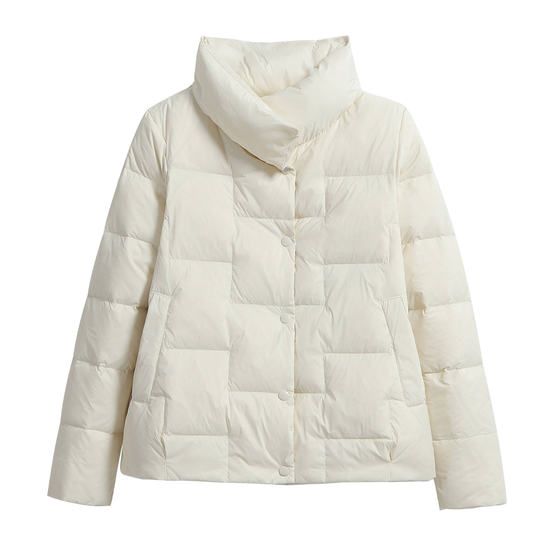 Women's Autumn Winter Trapezoidal White Duck Coat Large