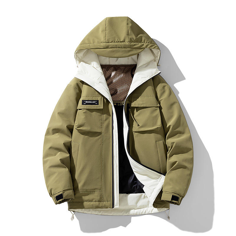Men's Extra Large White Duck Tooling Down Jacket Hood Z