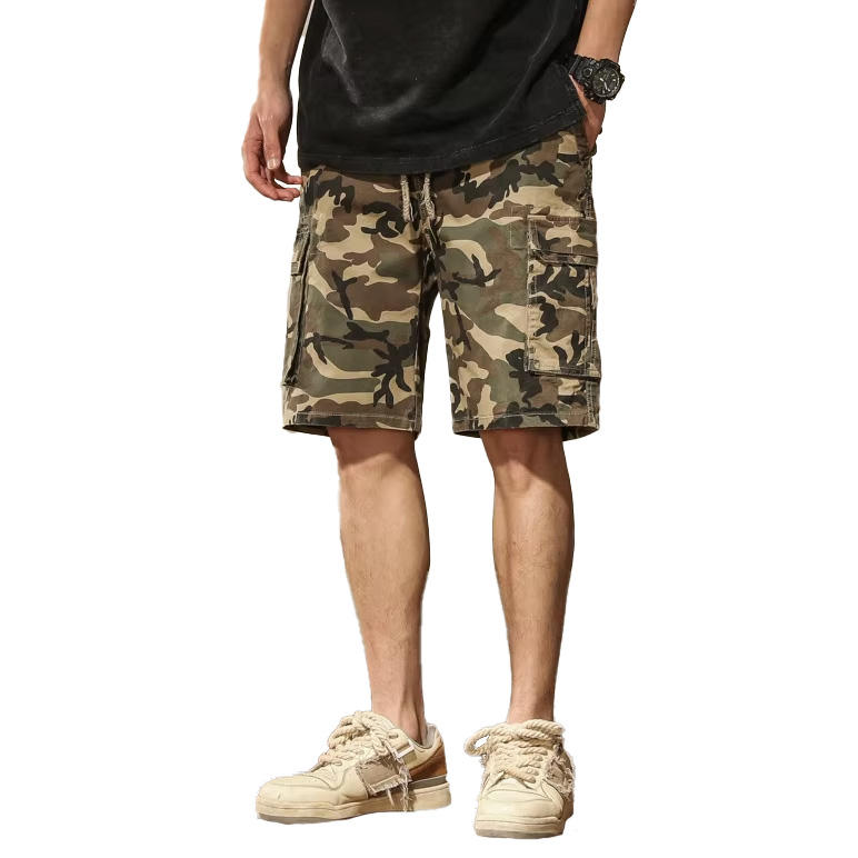 Men's Casual Vintage Sports Shorts Elastic Five-Point P