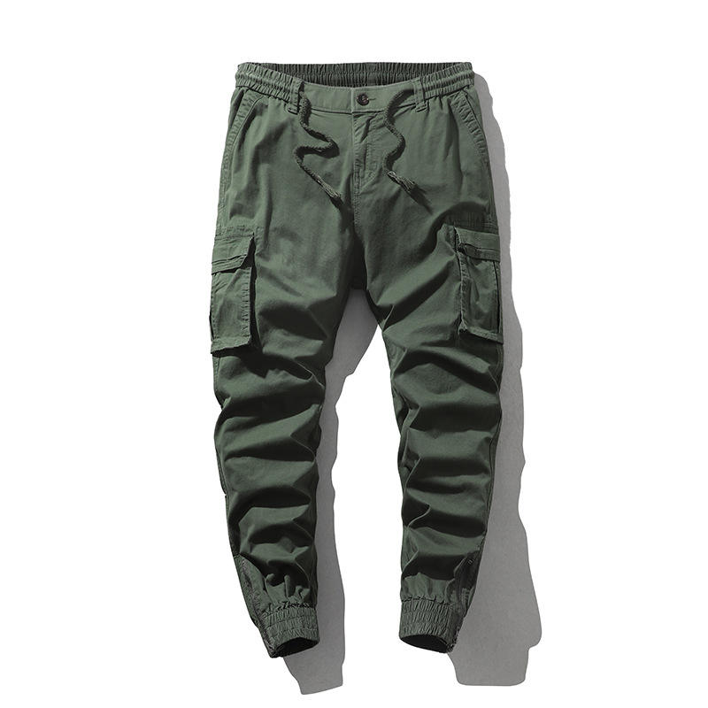 Men's Vintage Casual Stretch Pants Washed Multi-Bag Spo