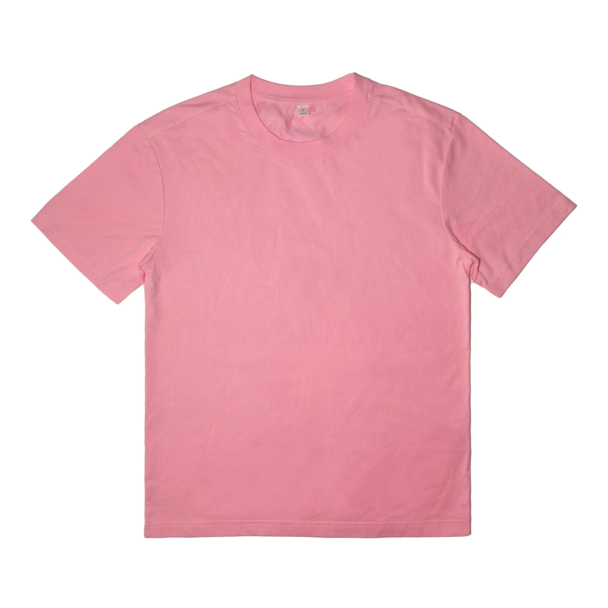 Unisex Pink Crew Neck Short Sleeve Cotton Casual T-Shirt