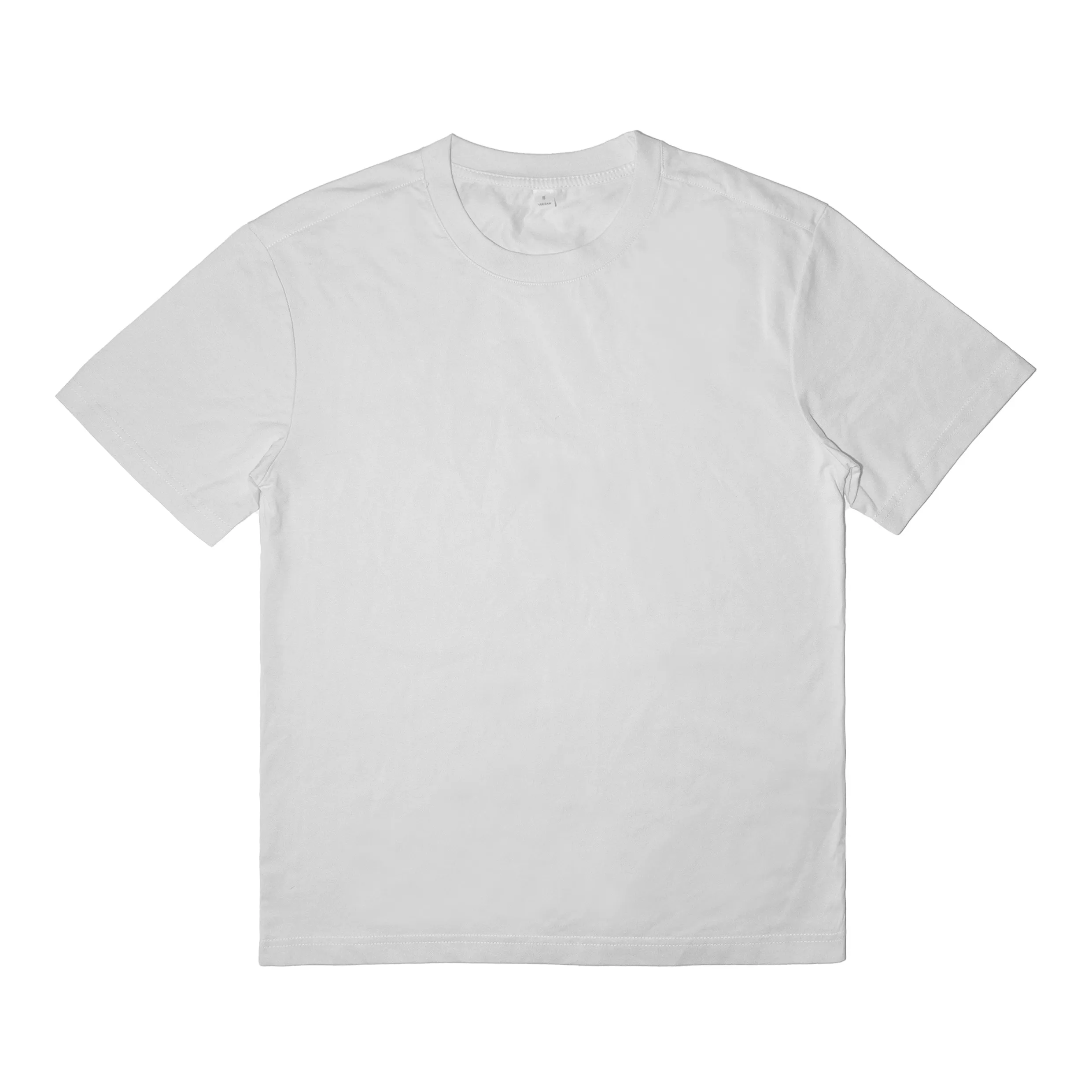 Neutral white round neck short sleeved cotton casual T-shirt