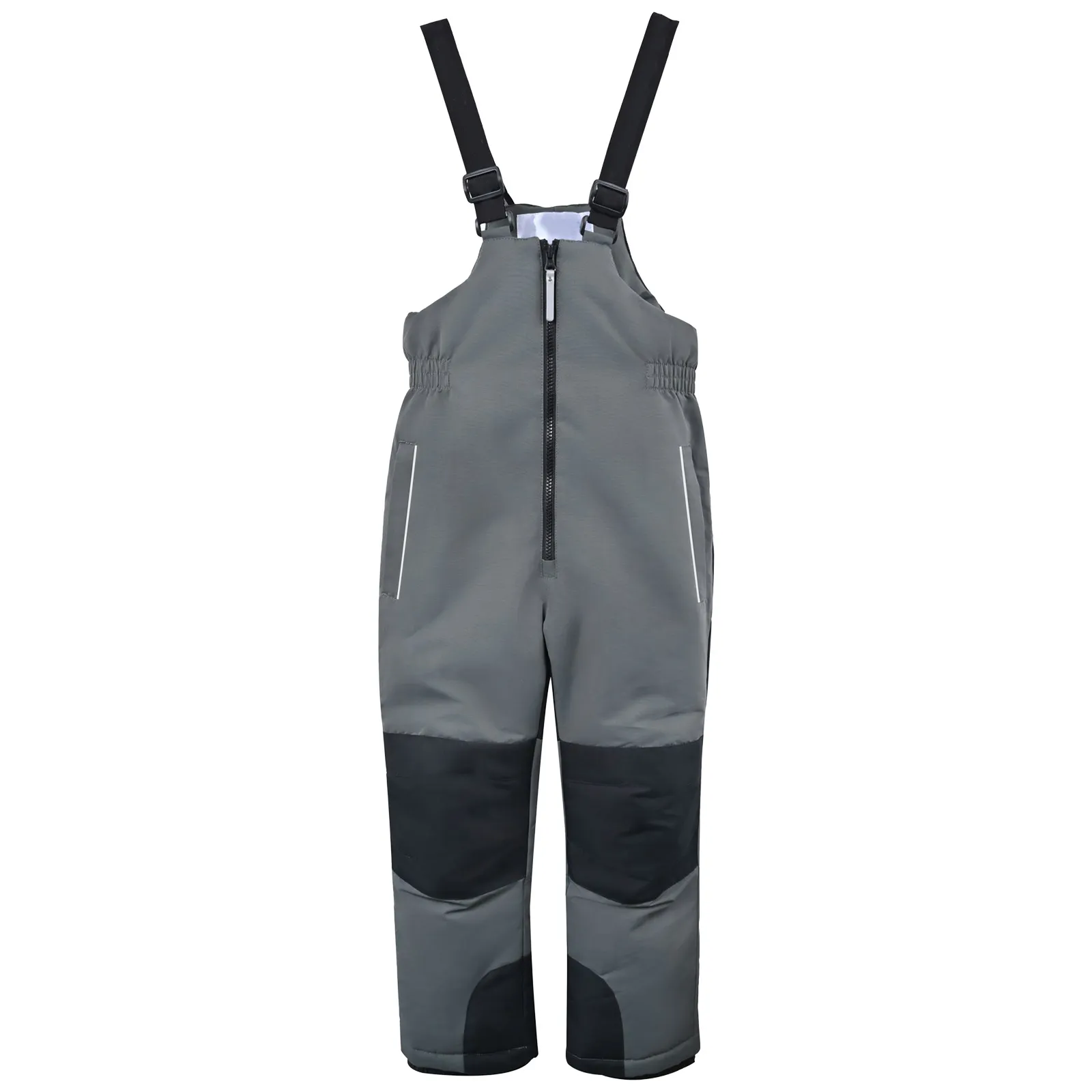 Kids Waterproof Durable Snow Bib Pants Grey Ski Overalls