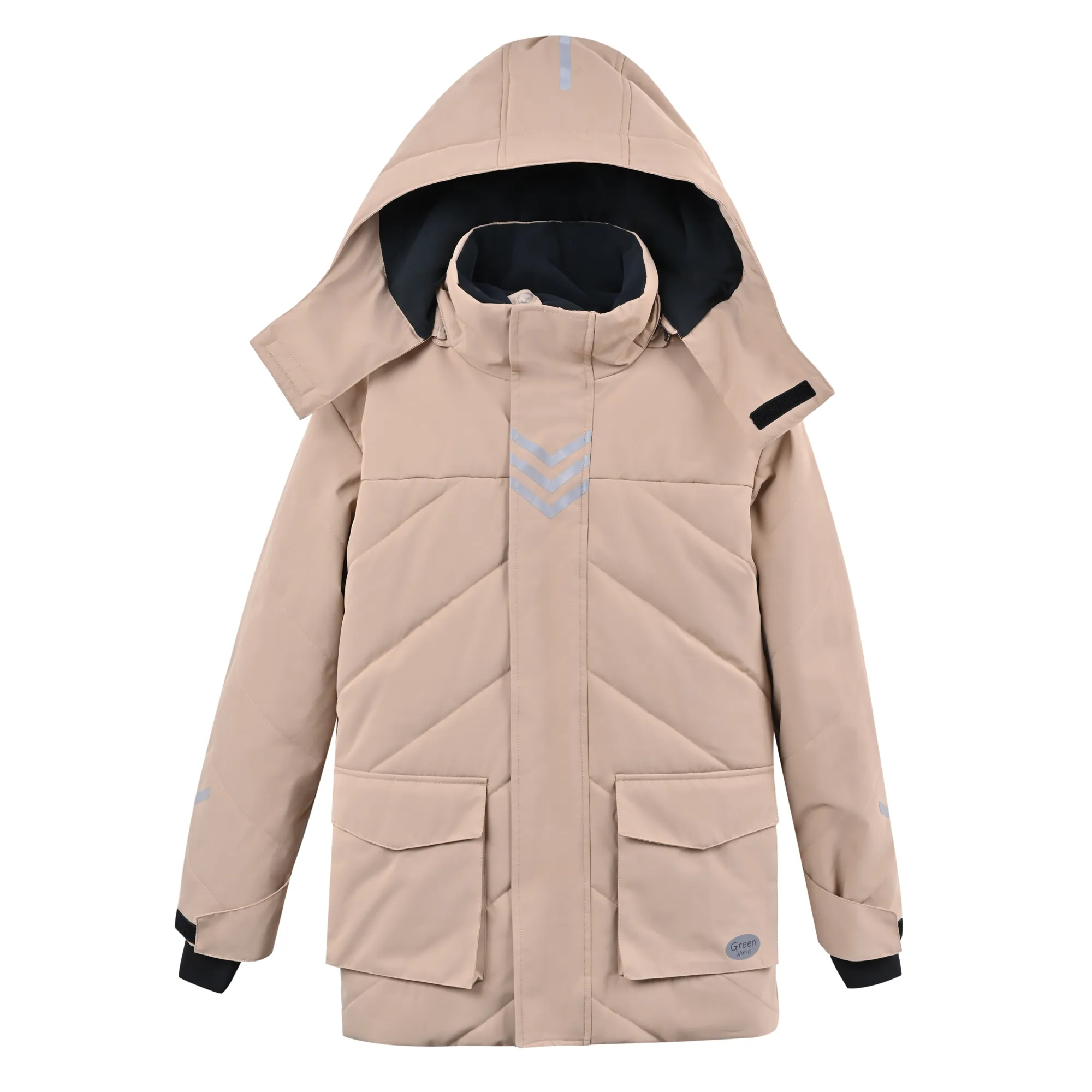Kids' MID-Length Hooded Windproof Down Jacket with Refl