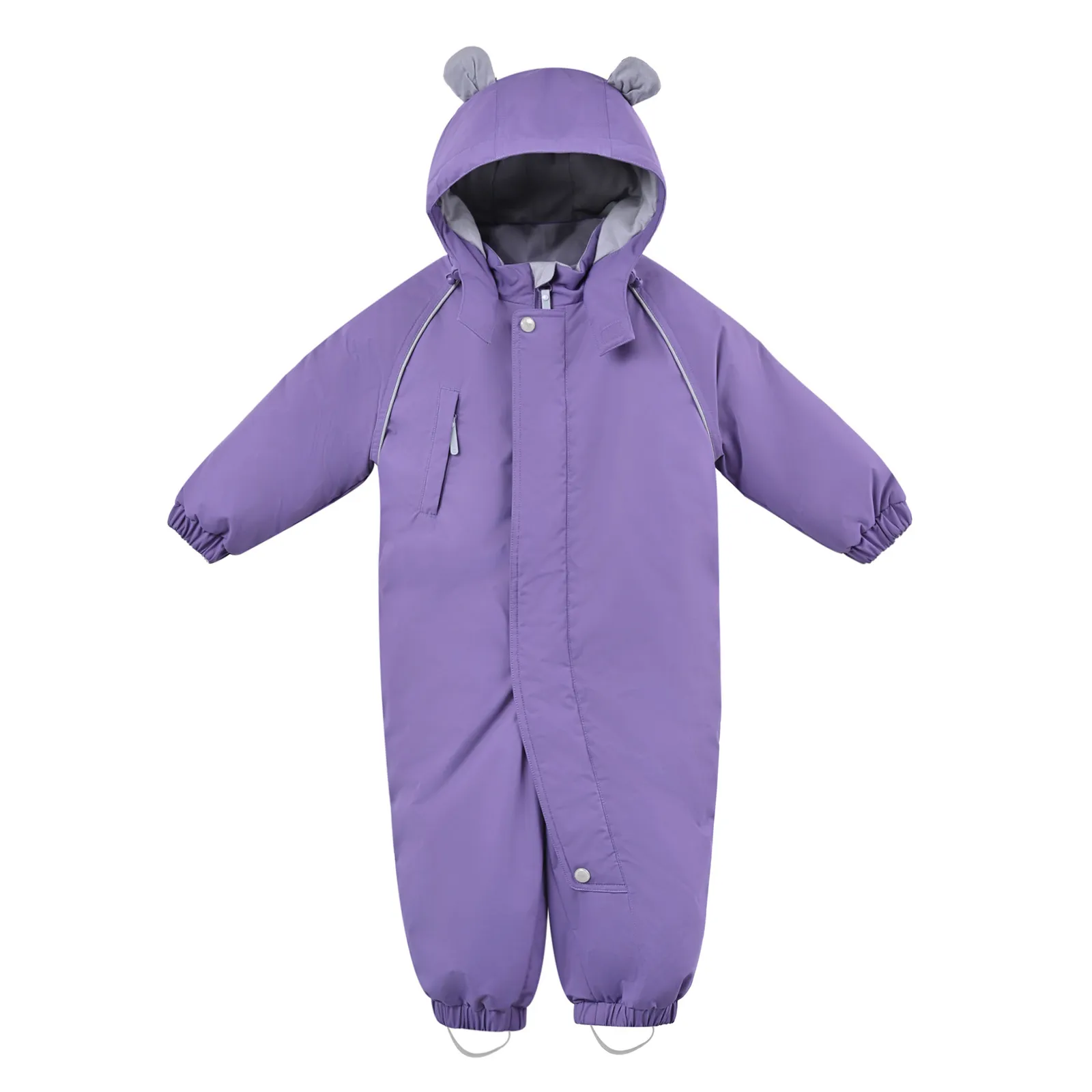 Baby Purple Hooded Snowsuit with Cute Bear Ears