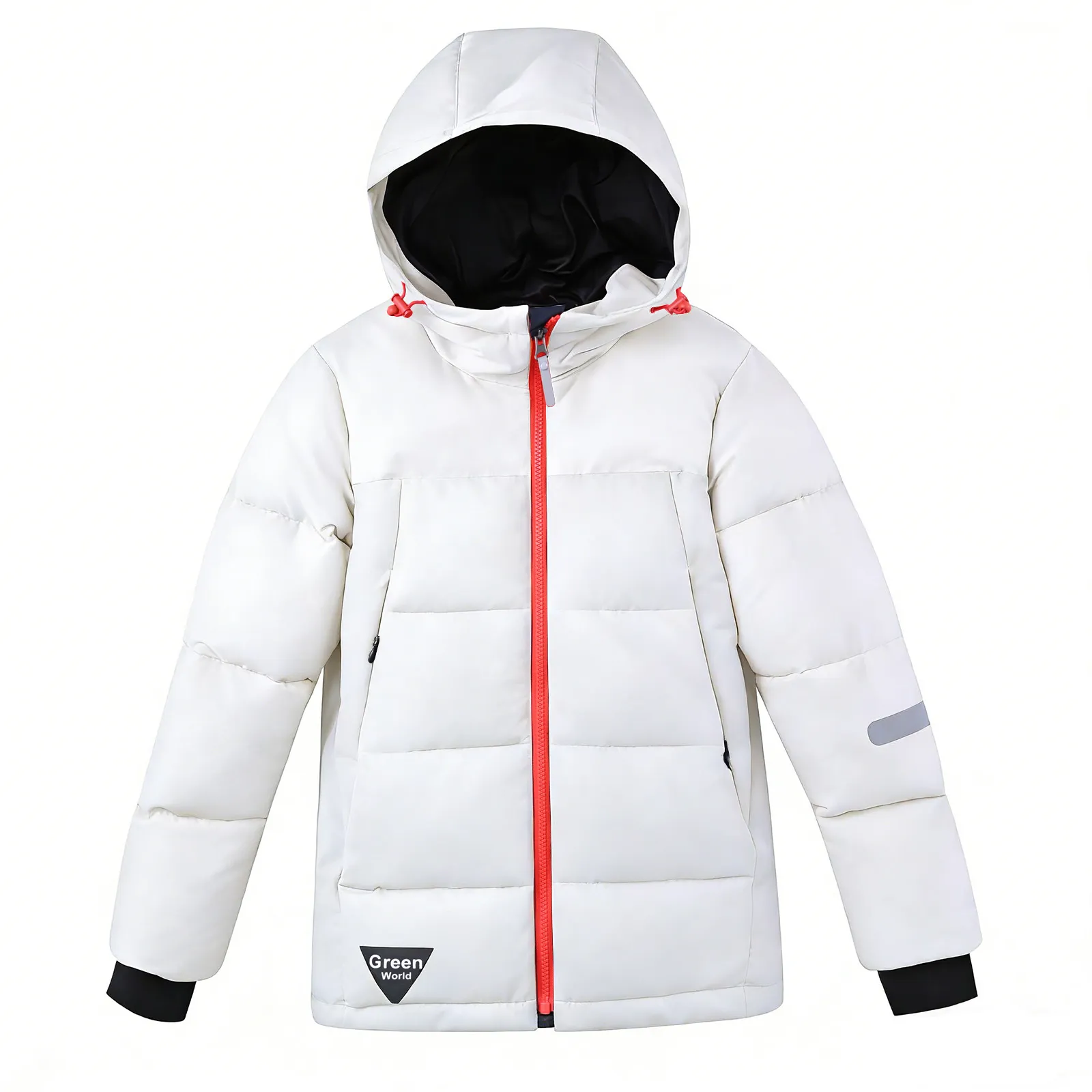 Warm Hooded White Children's Winter Down Jacket