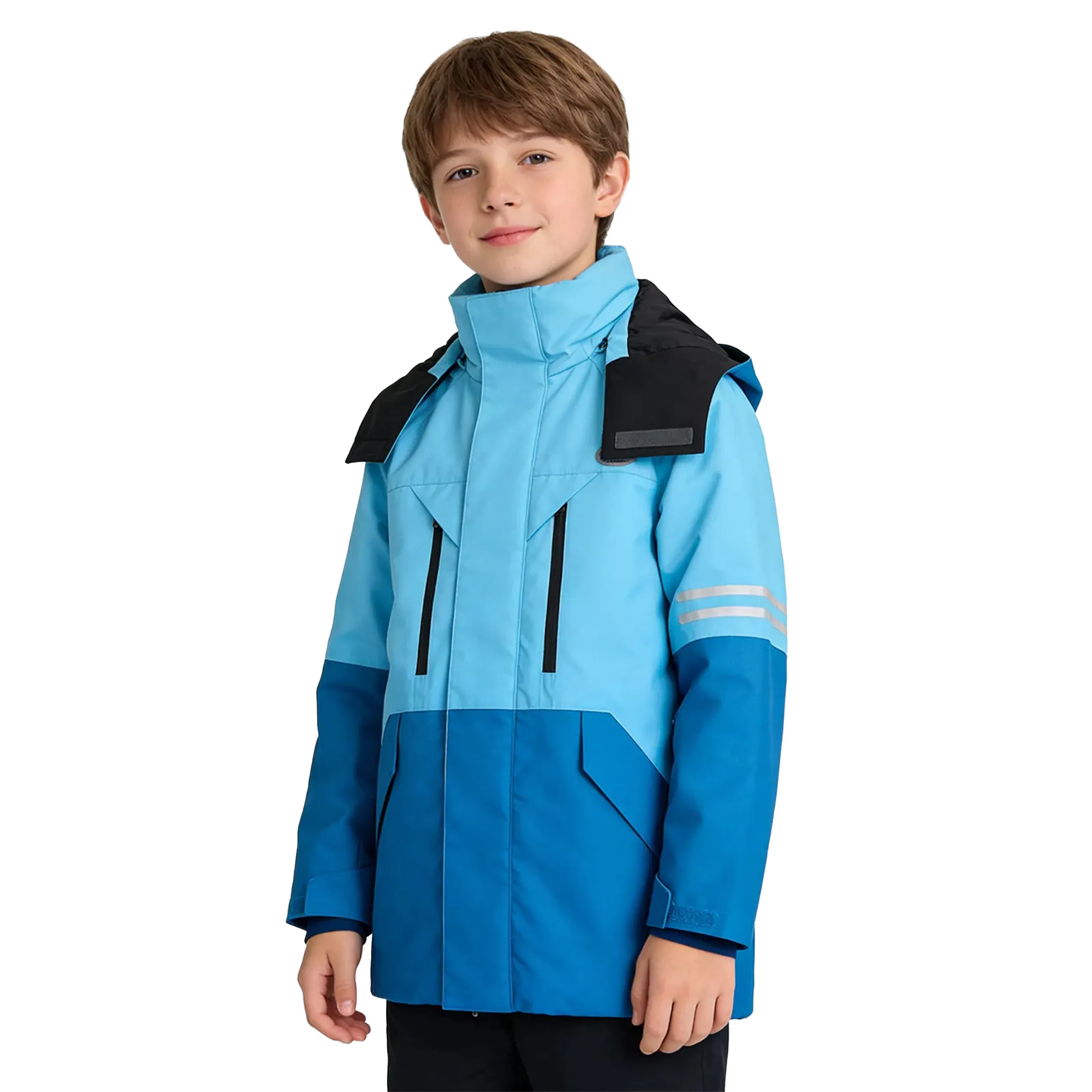 Boys' Winter Jacket, Blue Gradient, with Warm Lining an