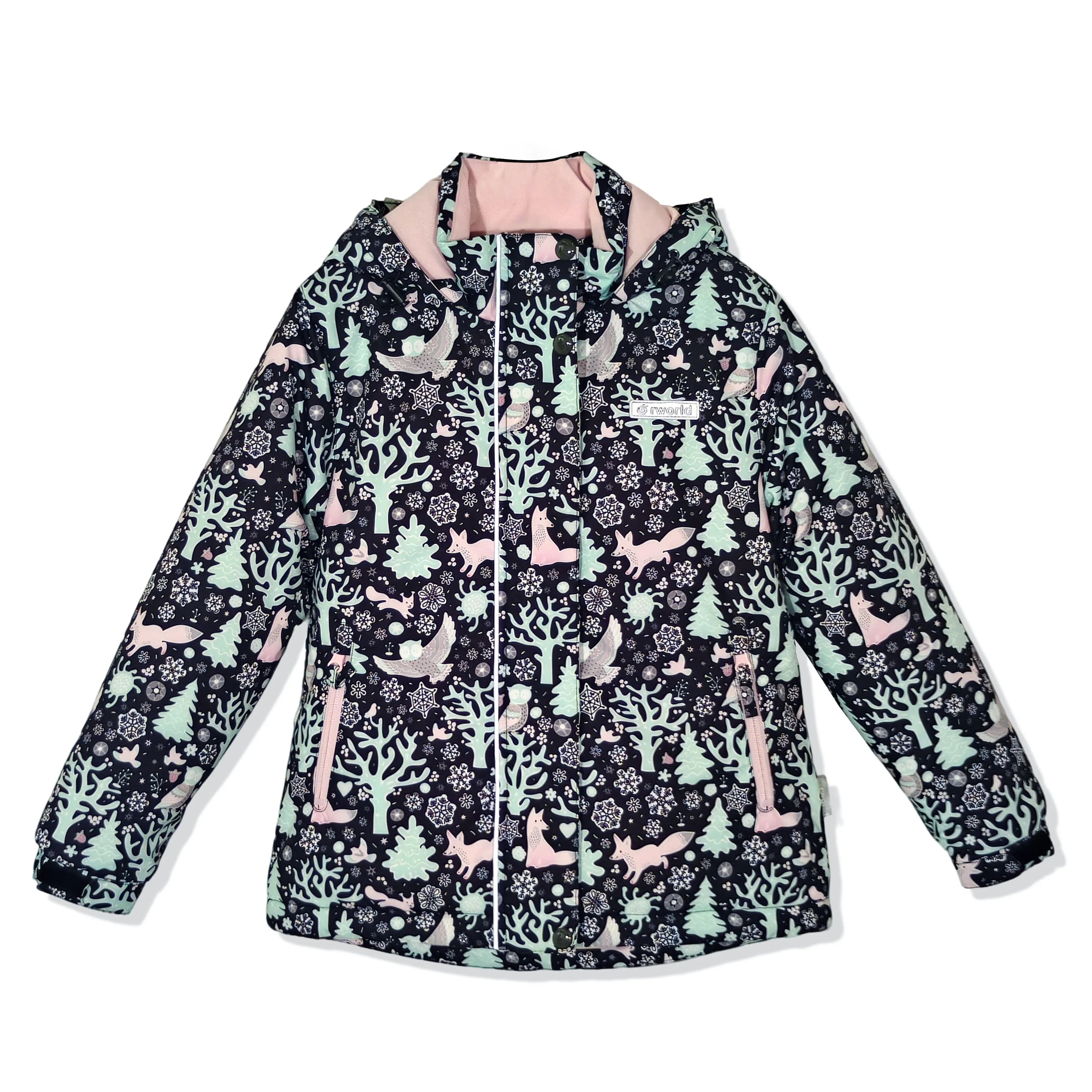 Girls Forest Animal Printed Waterproof Windproof Insulated S