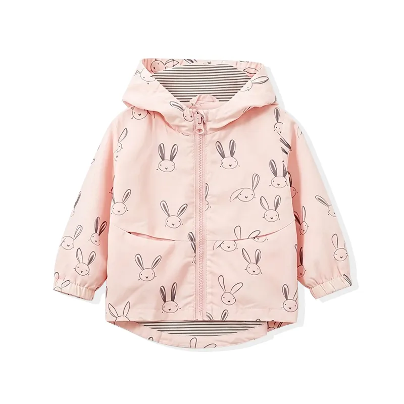 Girls Casual Coat Hood with Cartoon Printing Children's