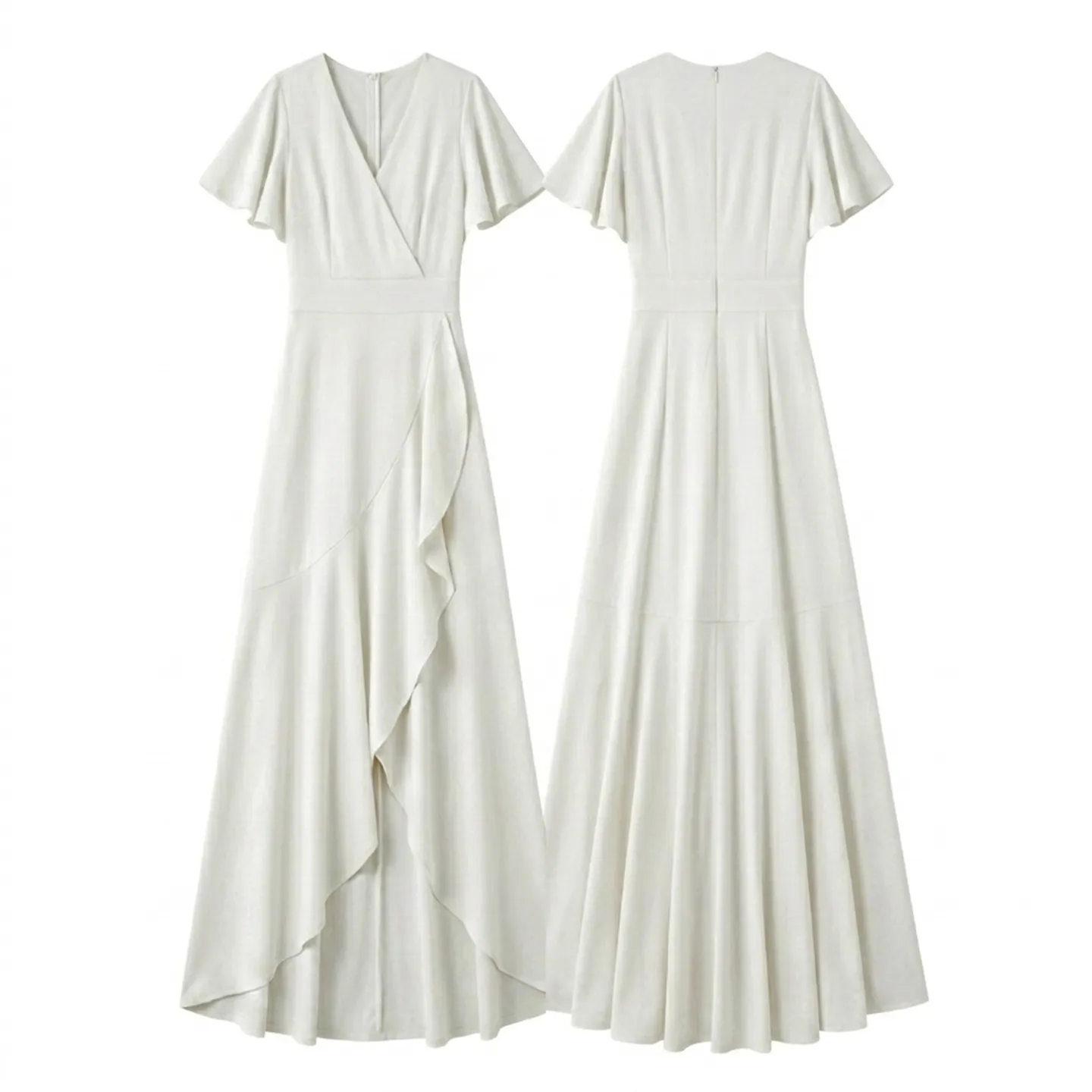 White Wrap V-Neck Fl