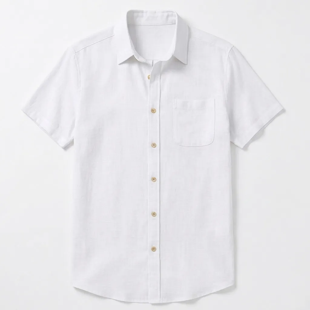 Men's Casual Short Sleeve Button Down Shirt with Chest 